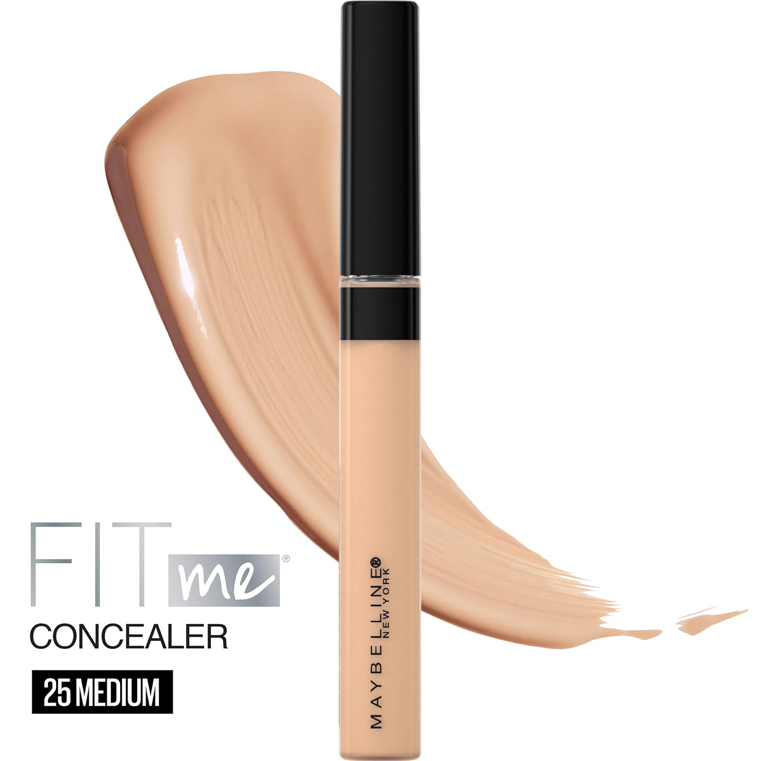 Maybelline New York Fit Me Concealer,25 Medium, 6.8ml & Maybelline New York Hypercurl Mascara Washable, Black, 9.2ml - Image 3