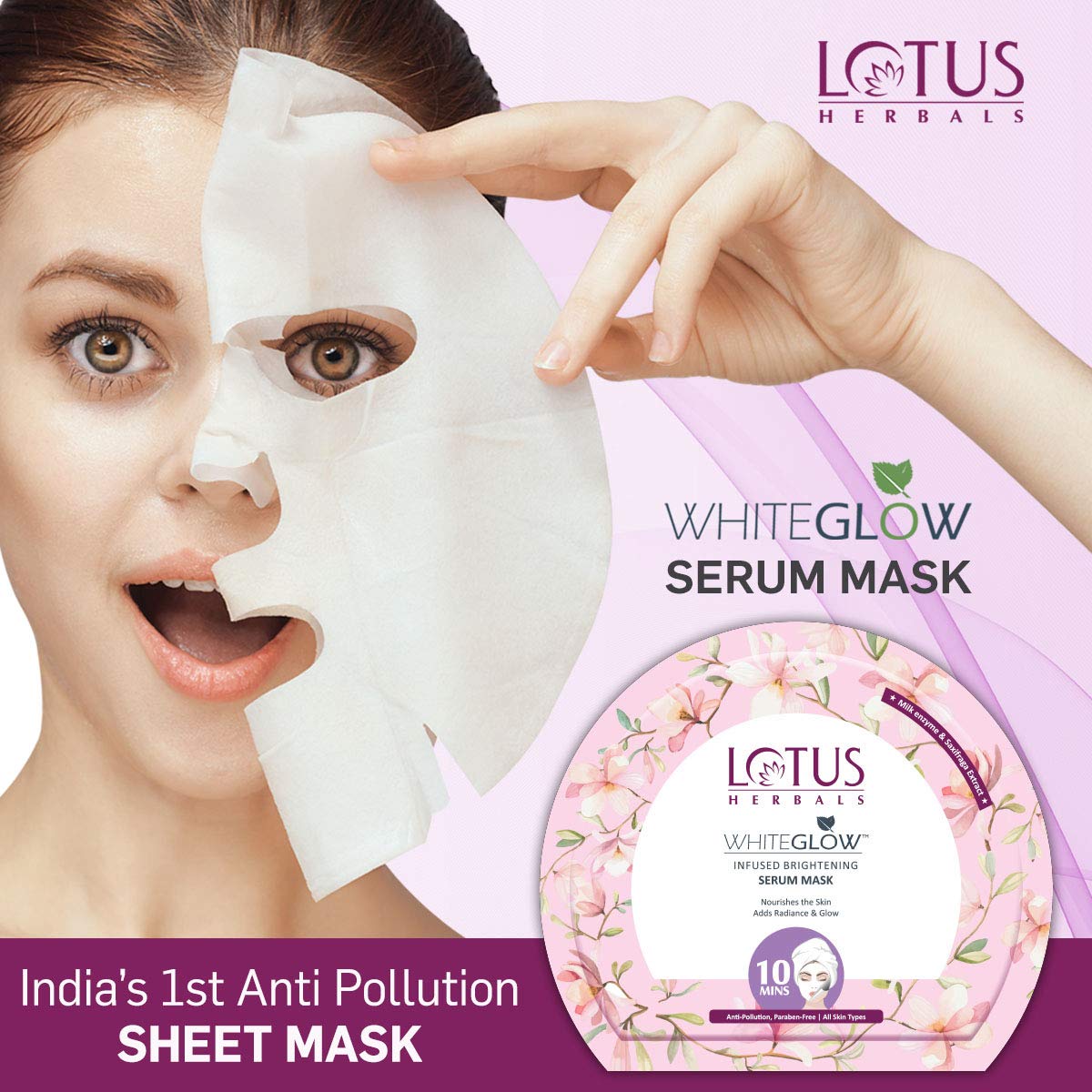 Lotus Herbals WhiteGlow Infused Brightening Serum Sheet Mask - Image 3