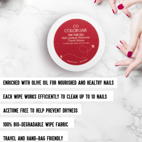 Colorbar On The Go Nail Lacquer Remover Wipes - Sunshine Rose - Image 2