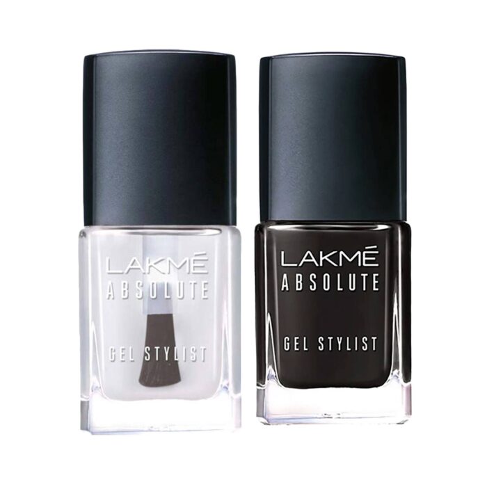 Lakme Absolute Gel Stylist Nail Polish - Carbon + Top Coat Combo