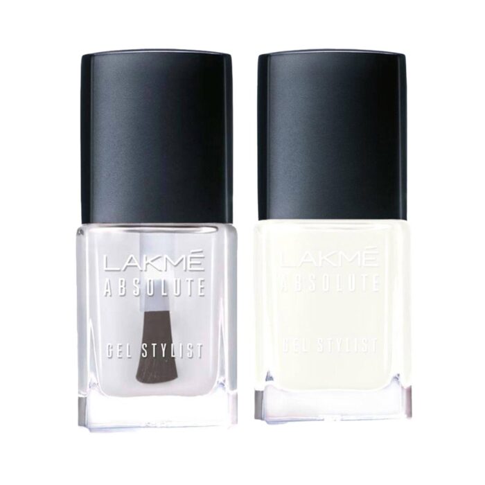 Lakme Absolute Gel Stylist Nail Polish - Snowball + Top Coat Combo
